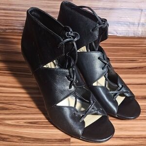 Via Spiga | black leather lace up heels